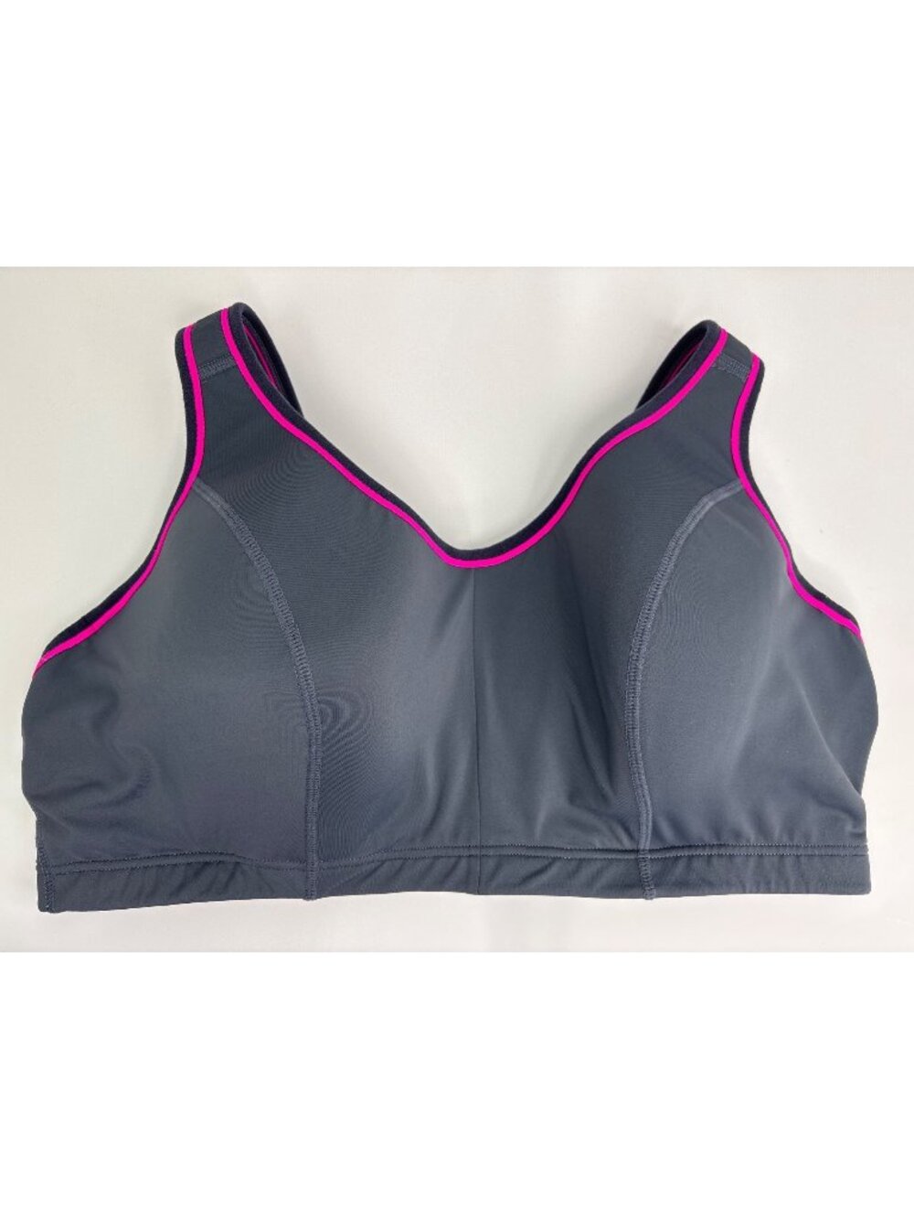 Cacique Sport Bra High Impact Underwire Gray Purple Contrast Size 42D
